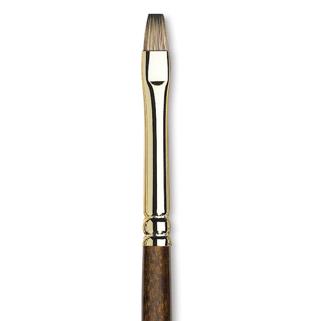 Open in modal - Winsor & Newton Monarch Mongoose Brush - Bright, Long Handle, Size 2, close up