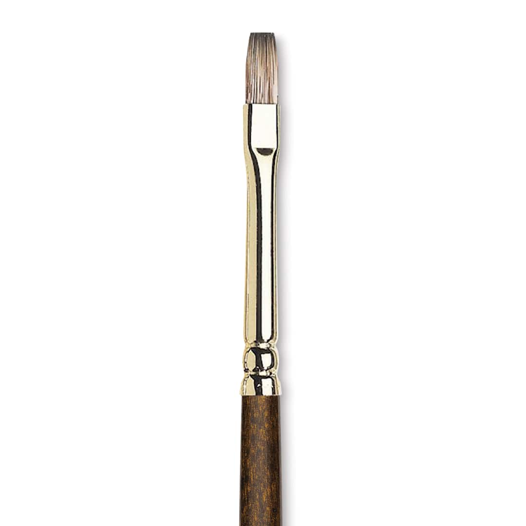 Open in modal - Winsor & Newton Monarch Mongoose Brush - Flat, Long Handle, Size 0, close up
