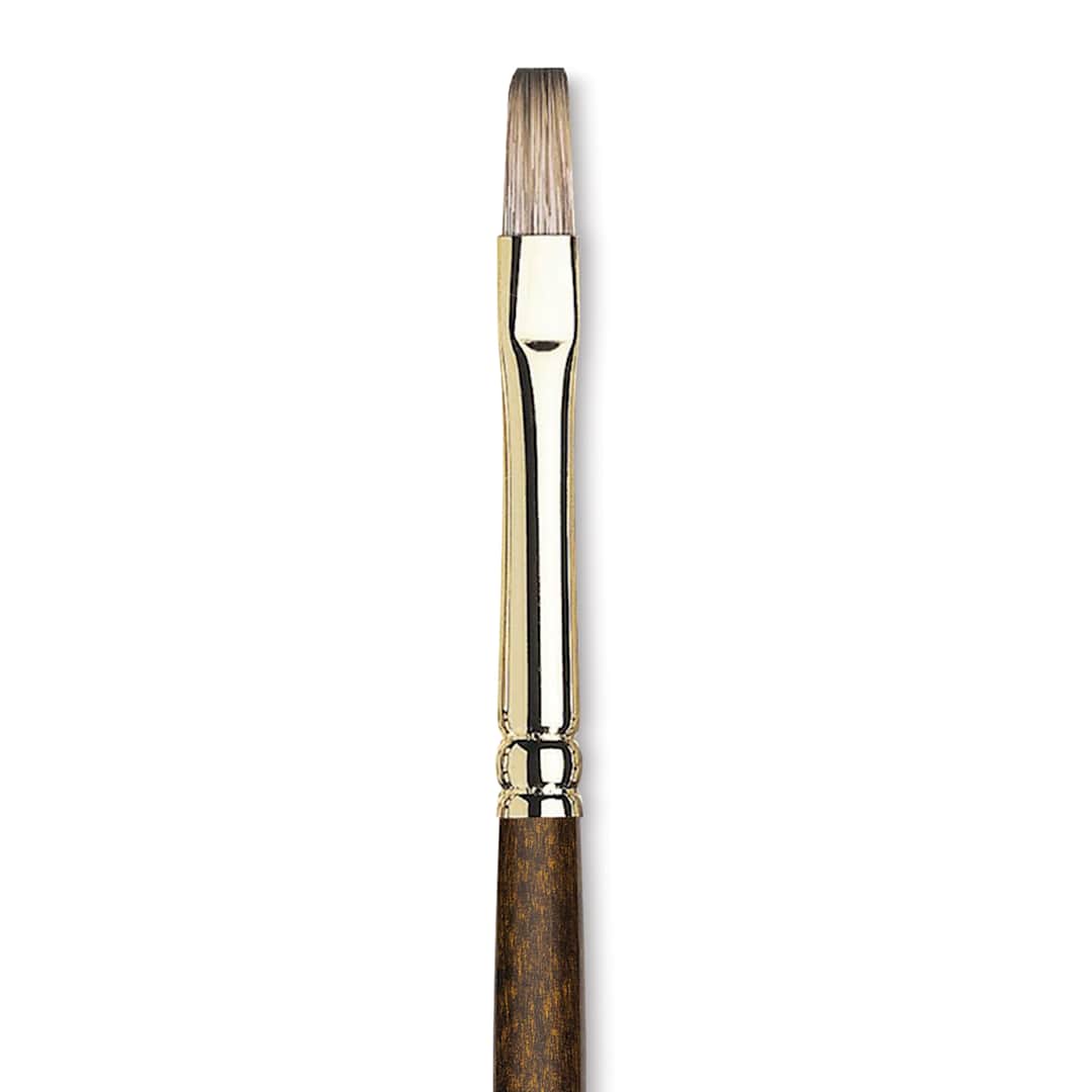 Open in modal - Winsor & Newton Monarch Mongoose Brush - Flat, Long Handle, Size 2, close up