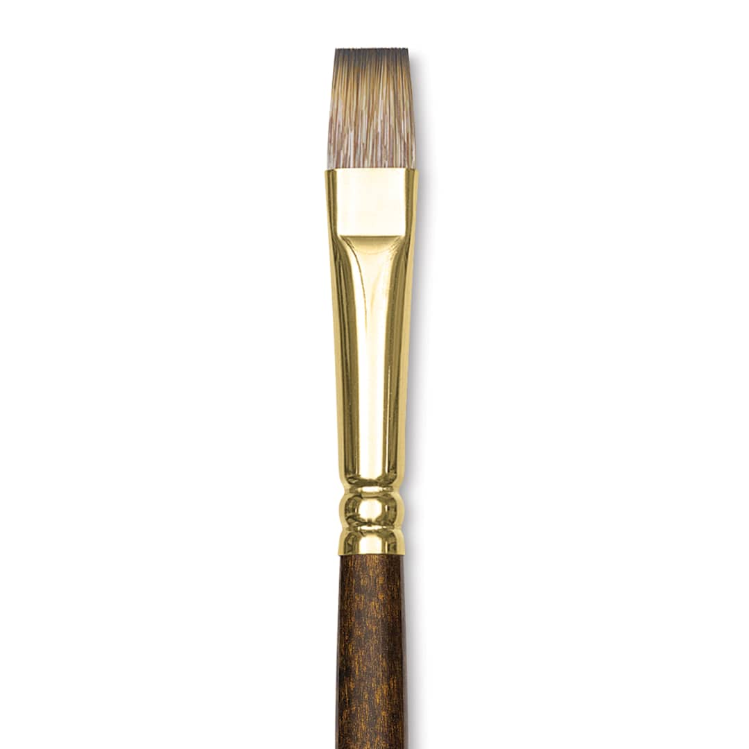 Open in modal - Winsor & Newton Monarch Mongoose Brush - Flat, Long Handle, Size 8, close up