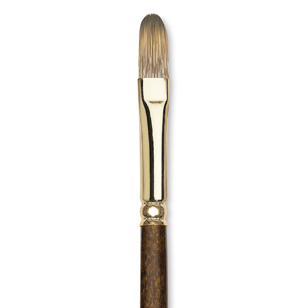 Open in modal - Winsor & Newton Monarch Mongoose Brush - Filbert, Long Handle, Size 8, close up