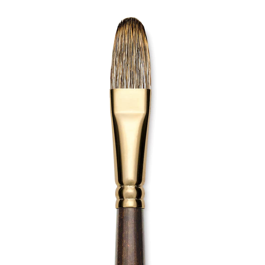 Open in modal - Winsor & Newton Monarch Mongoose Brush - Filbert, Long Handle, Size 16, close up
