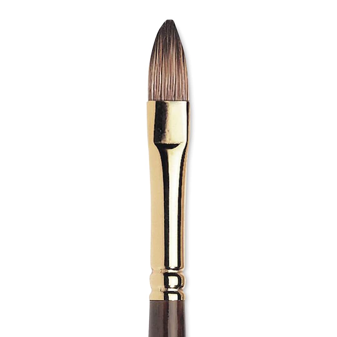 Open in modal - Winsor & Newton Monarch Mongoose Brush - Short Filbert, Long Handle, Size 8