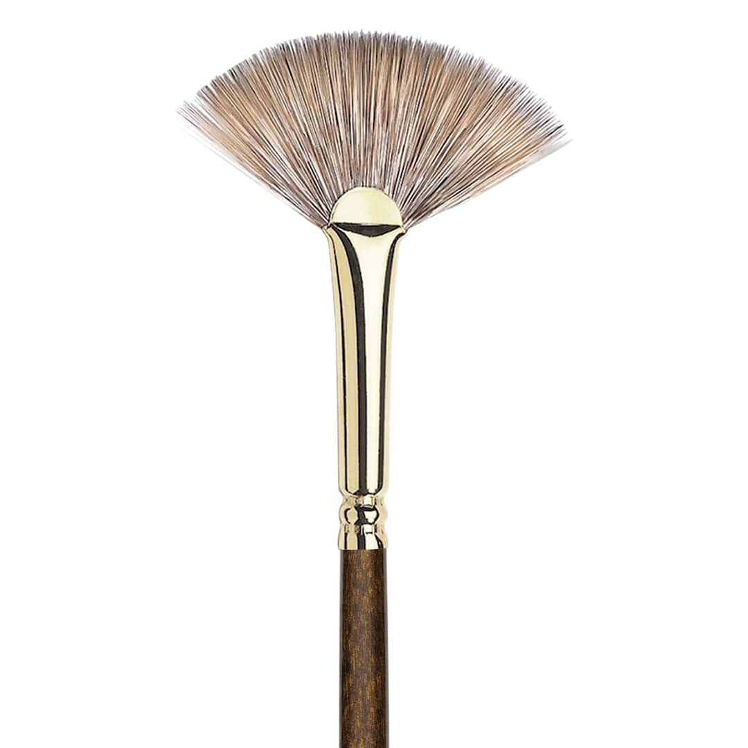 Open in modal - Winsor & Newton Monarch Mongoose Brush - Fan, Long Handle, Size 1, close up