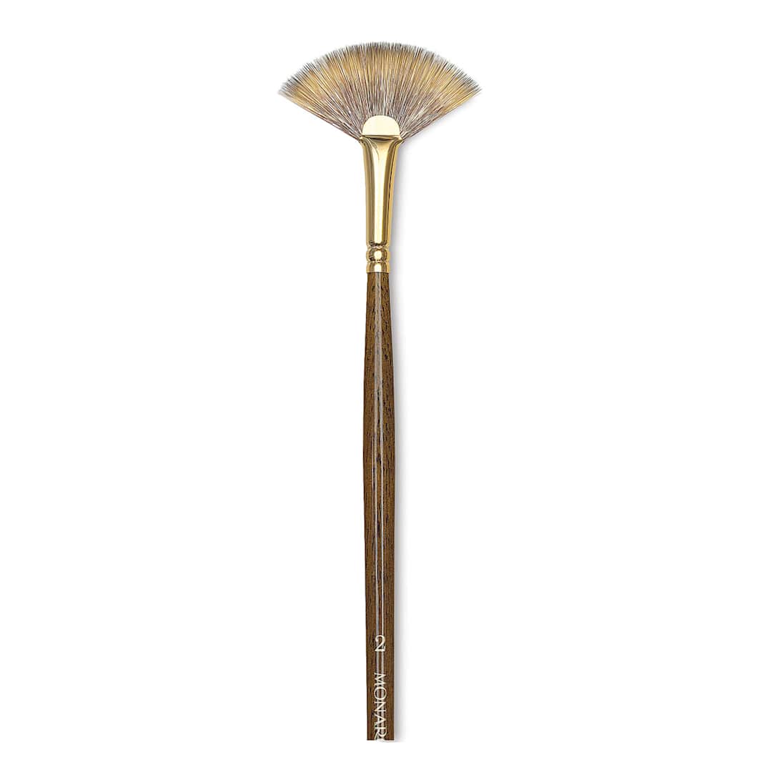 Open in modal - Winsor & Newton Monarch Mongoose Brush - Fan, Long Handle, Size 2