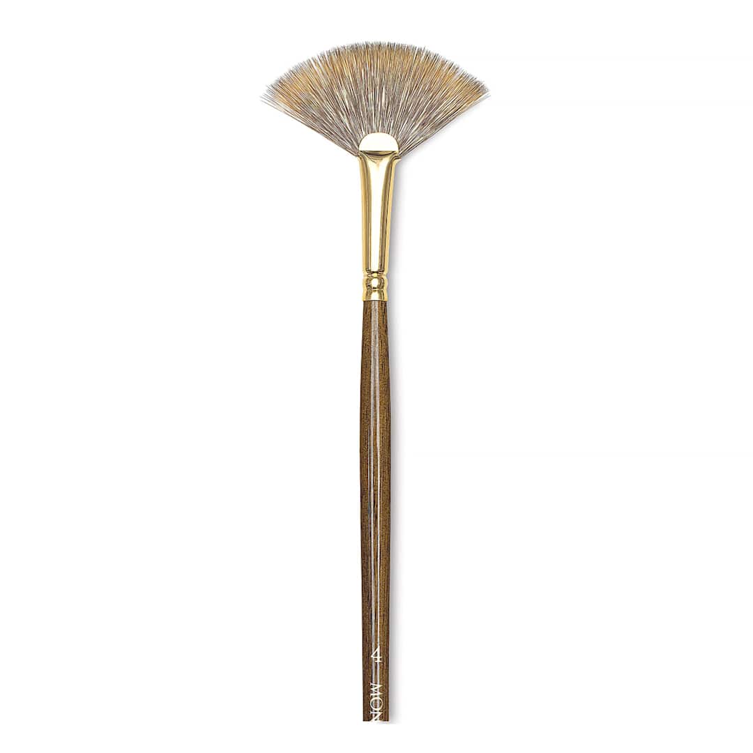 Open in modal - Winsor & Newton Monarch Mongoose Brush - Fan, Long Handle, Size 4