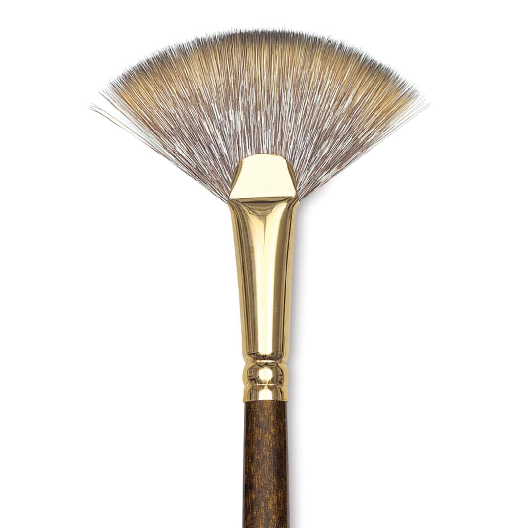 Open in modal - Winsor & Newton Monarch Mongoose Brush - Fan, Long Handle, Size 6, close up