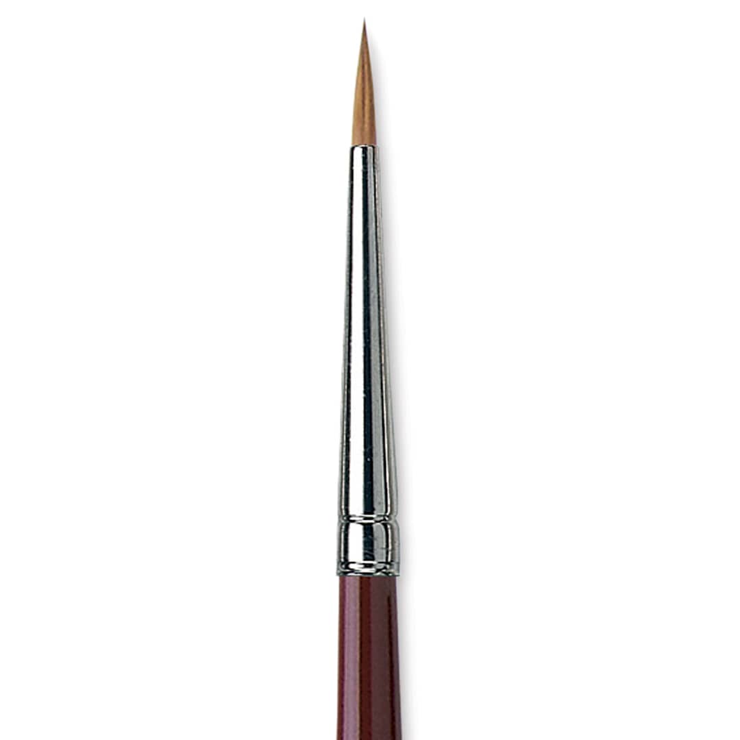 Open in modal - Da Vinci Kolinsky Red Oil Sable Brush - Round, Long Handle, Size 4