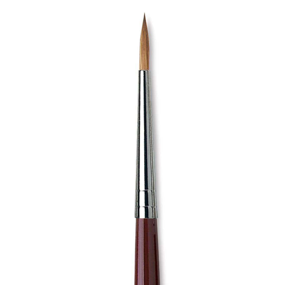 Open in modal - Da Vinci Kolinsky Red Oil Sable Brush - Round, Long Handle, Size 6