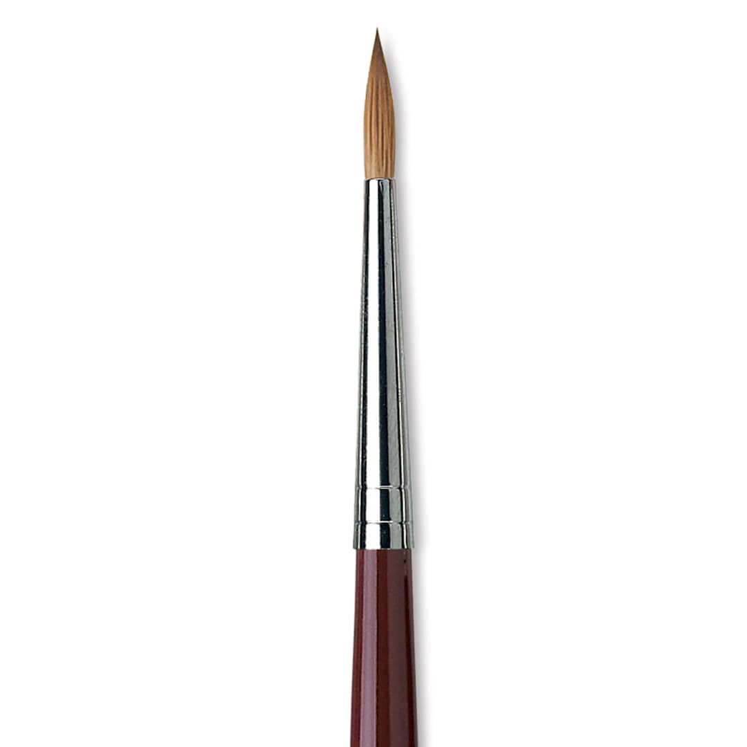 Open in modal - Da Vinci Kolinsky Red Oil Sable Brush - Round, Long Handle, Size 8