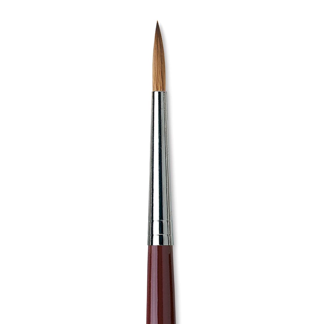 Open in modal - Da Vinci Kolinsky Red Oil Sable Brush - Round, Long Handle, Size 10