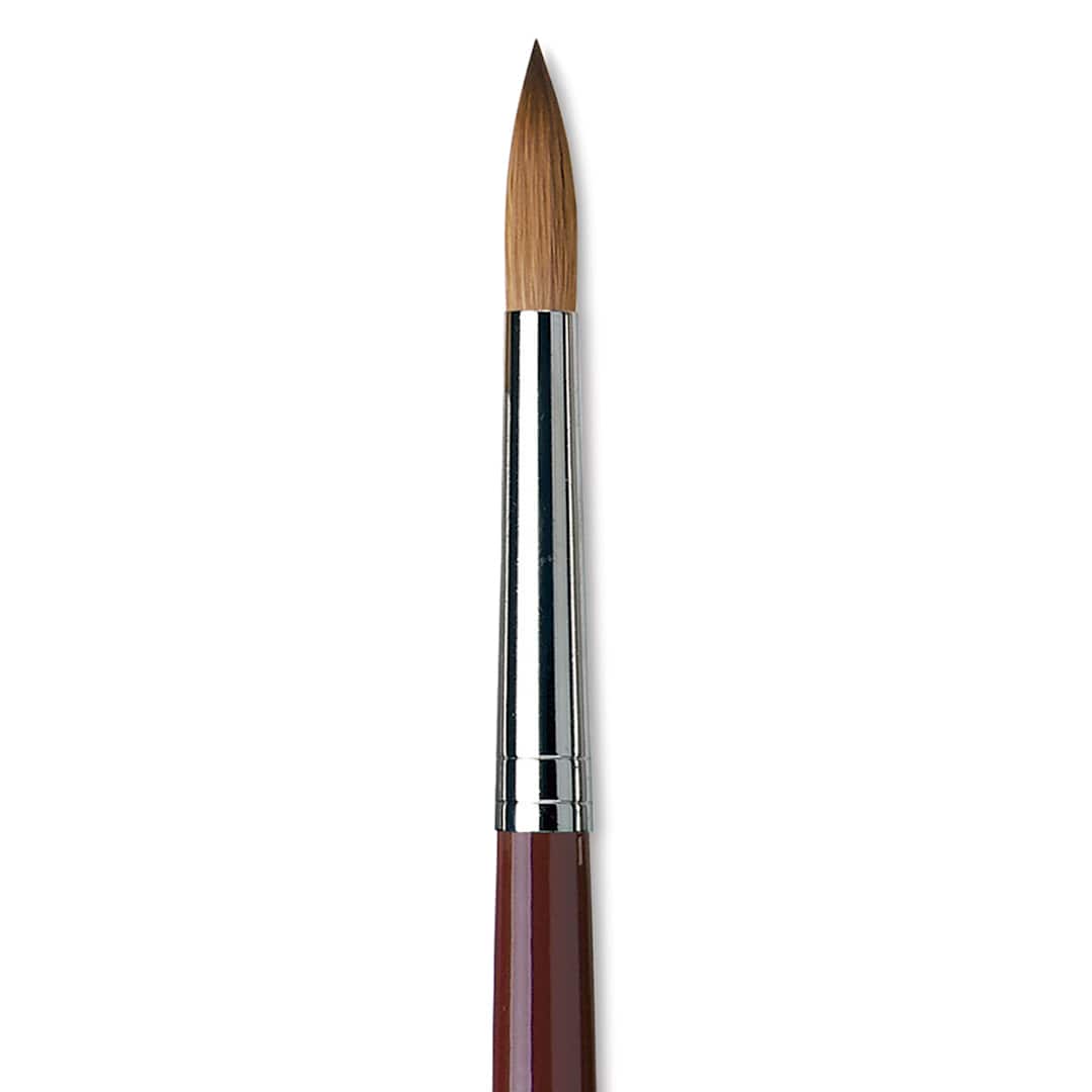 Open in modal - Da Vinci Kolinsky Red Oil Sable Brush - Round, Long Handle, Size 16 close up