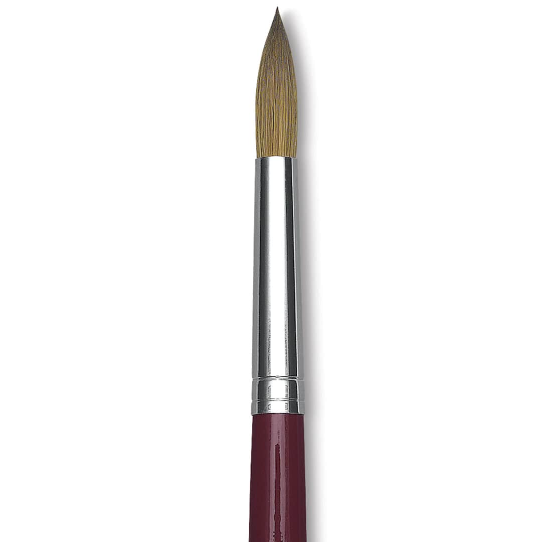 Open in modal - Da Vinci Kolinsky Red Oil Sable Brush - Round, Long Handle, Size 20