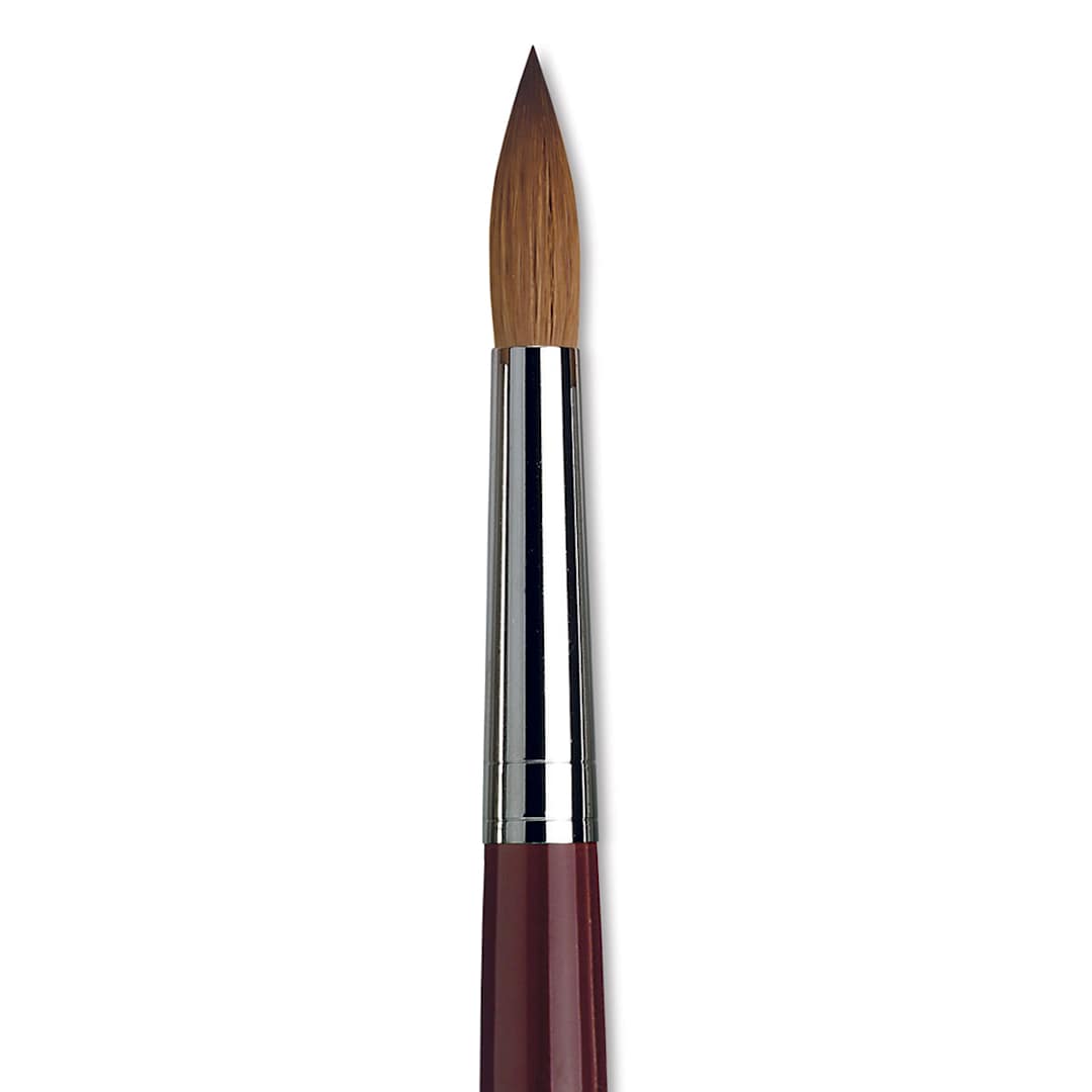 Open in modal - Da Vinci Kolinsky Red Oil Sable Brush - Round, Long Handle, Size 26 close up