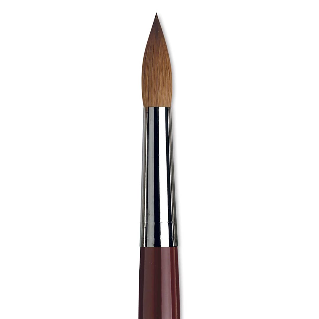 Open in modal - Da Vinci Kolinsky Red Oil Sable Brush - Round, Long Handle, Size 30 close up