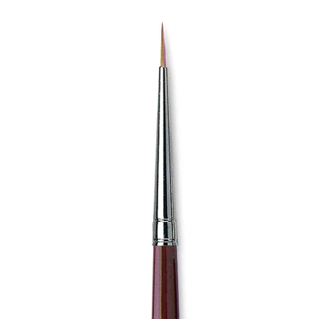Open in modal - Da Vinci Kolinsky Red Oil Sable Brush - Round, Long Handle, Size 2/0