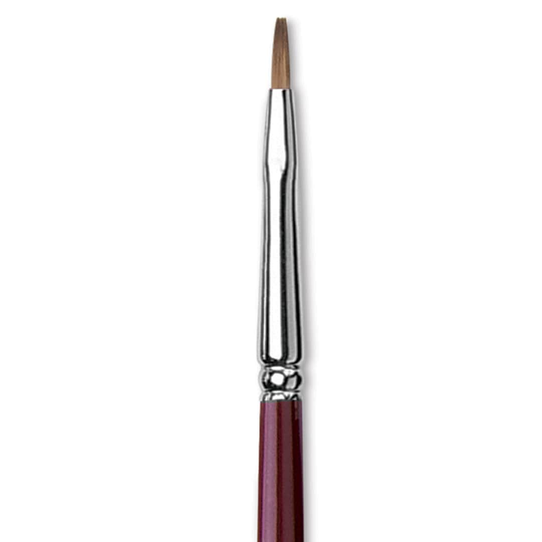 Open in modal - Da Vinci Kolinsky Red Oil Sable Brush - Bright, Long Handle, Size 1 close up