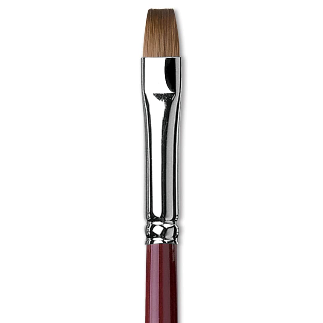 Open in modal - Da Vinci Kolinsky Red Oil Sable Brush - Bright, Long Handle, Size 8 close up