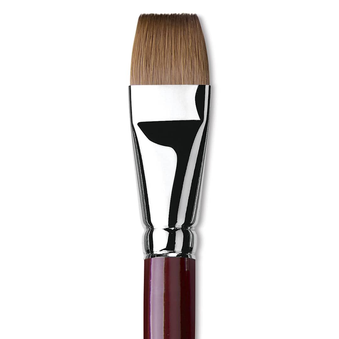 Open in modal - Da Vinci Kolinsky Red Oil Sable Brush - Bright, Long Handle, Size 22 close up