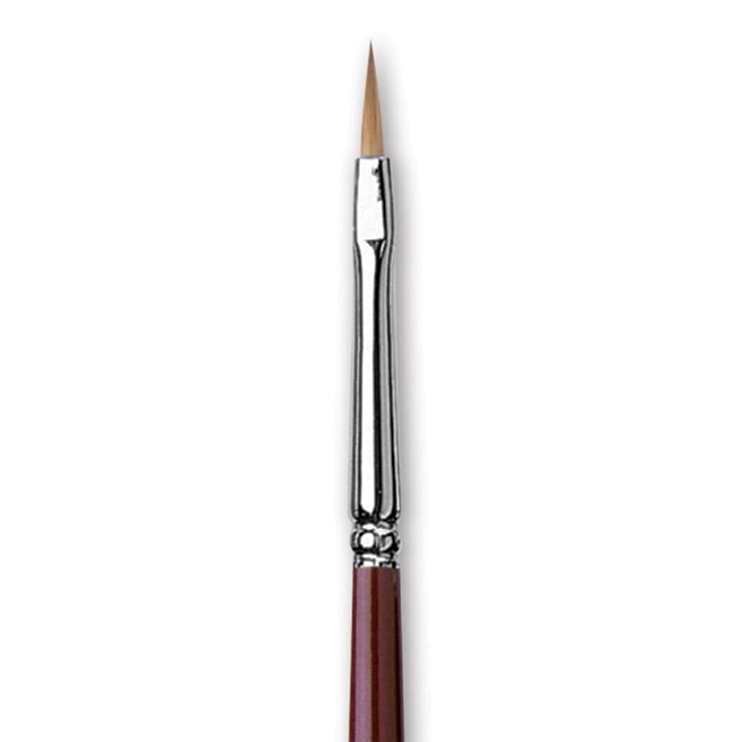 Open in modal - Da Vinci Kolinsky Red Oil Sable Brush - Filbert, Long Handle, Size 1 close up