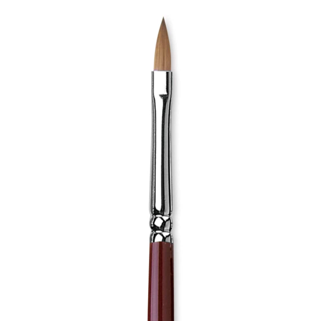 Open in modal - Da Vinci Kolinsky Red Oil Sable Brush - Filbert, Long Handle, Size 4 close up