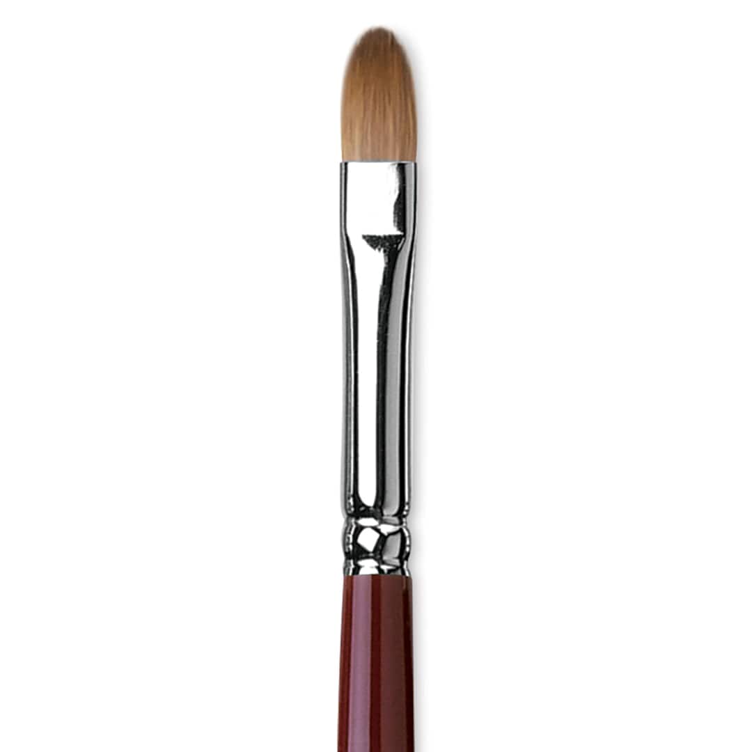 Open in modal - Da Vinci Kolinsky Red Oil Sable Brush - Filbert, Long Handle, Size 6 close up