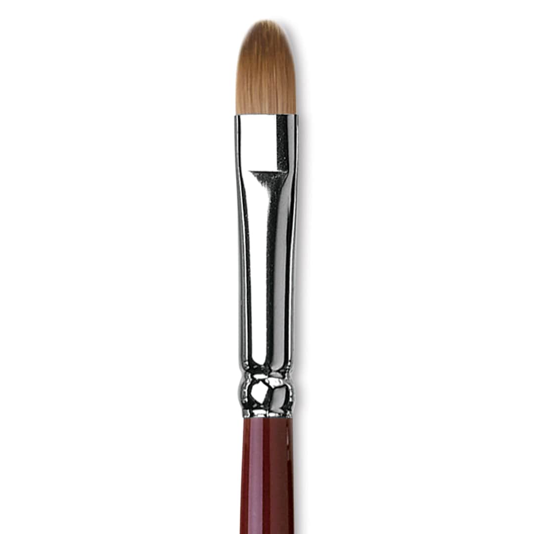 Open in modal - Da Vinci Kolinsky Red Oil Sable Brush - Filbert, Long Handle, Size 8 close up