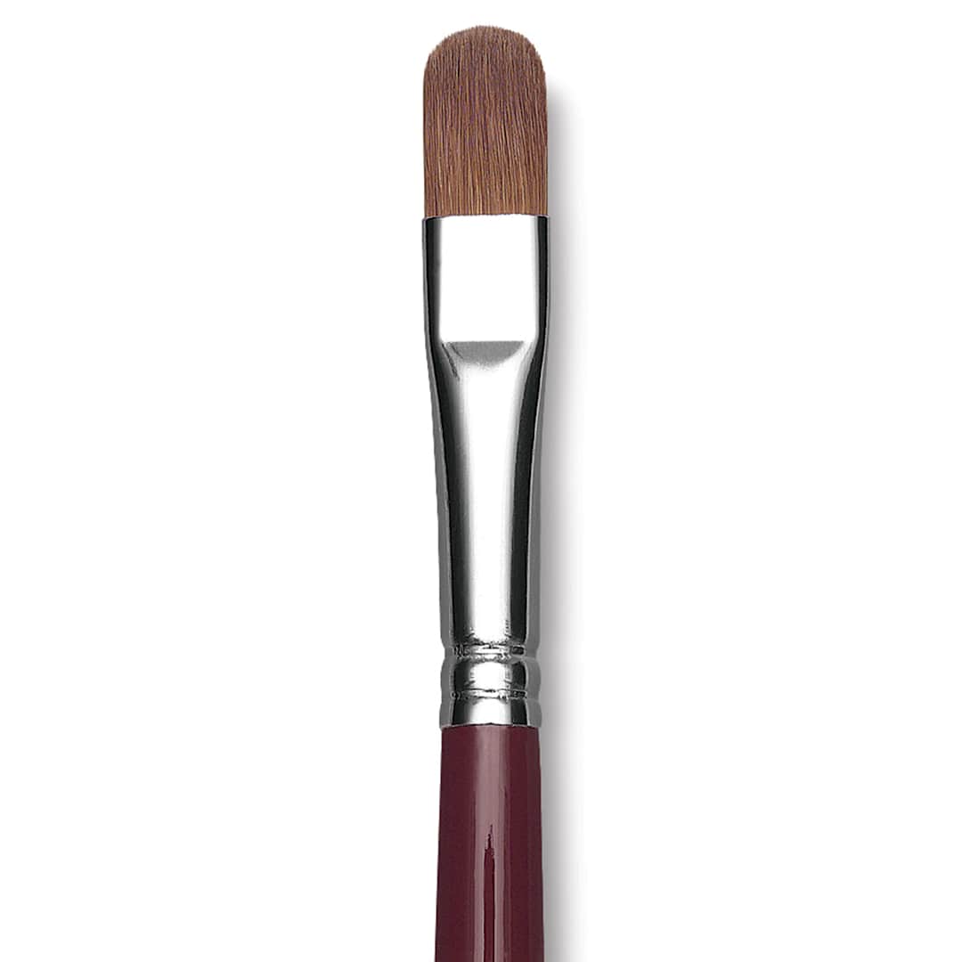 Open in modal - Da Vinci Kolinsky Red Oil Sable Brush - Filbert, Long Handle, Size 10 close up