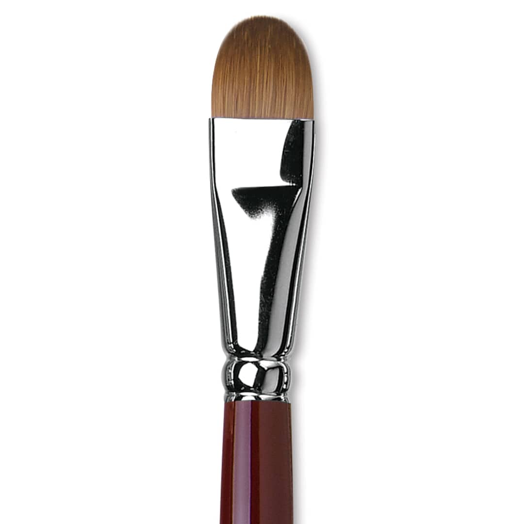 Open in modal - Da Vinci Kolinsky Red Oil Sable Brush - Filbert, Long Handle, Size 16 close up