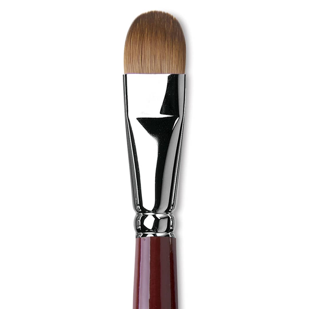 Open in modal - Da Vinci Kolinsky Red Oil Sable Brush - Filbert, Long Handle, Size 18 close up