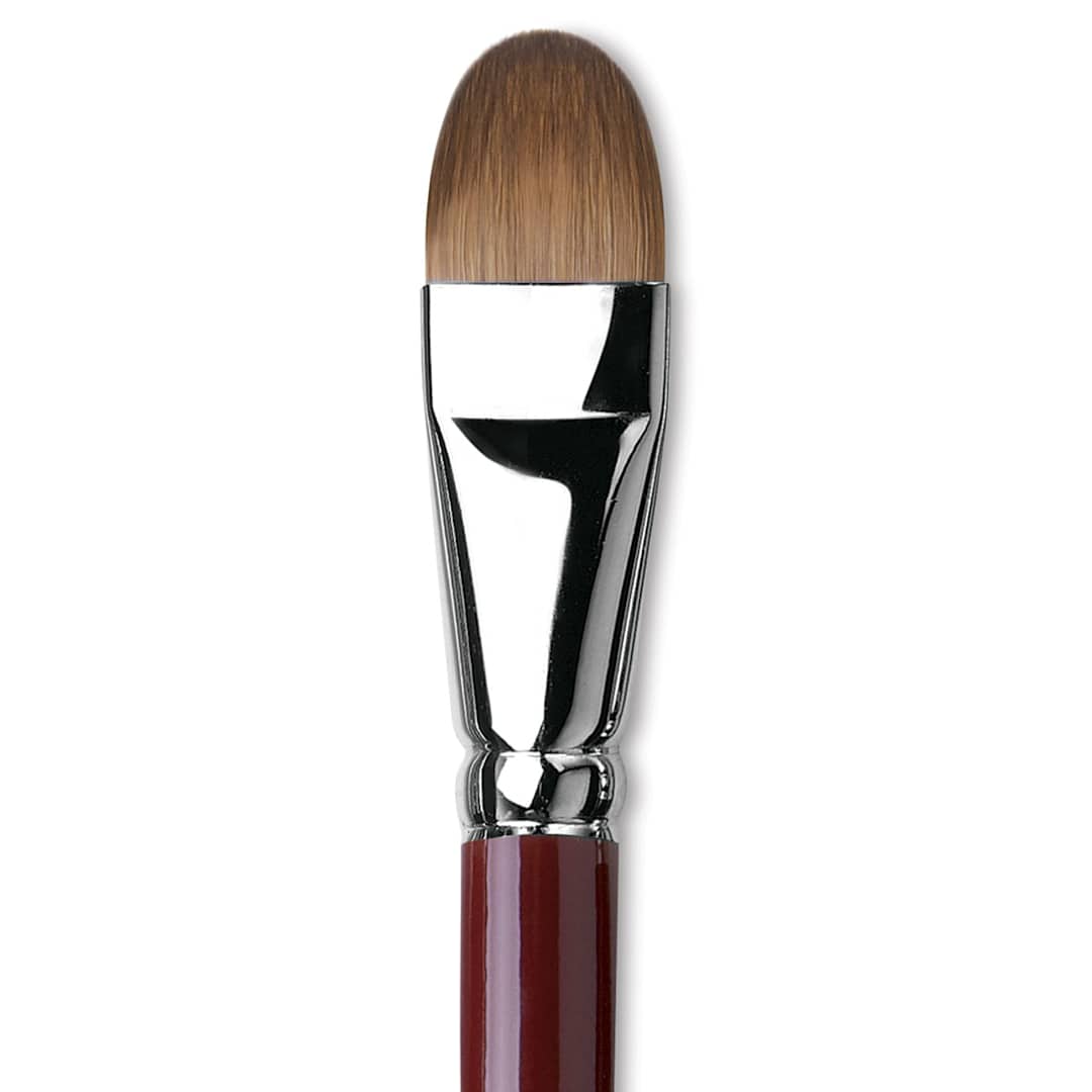 Open in modal - Da Vinci Kolinsky Red Oil Sable Brush - Filbert, Long Handle, Size 22 close up