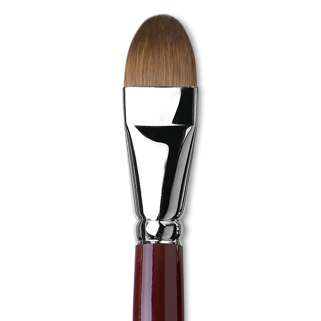 Open in modal - Da Vinci Kolinsky Red Oil Sable Brush - Filbert, Long Handle, Size 24 close up