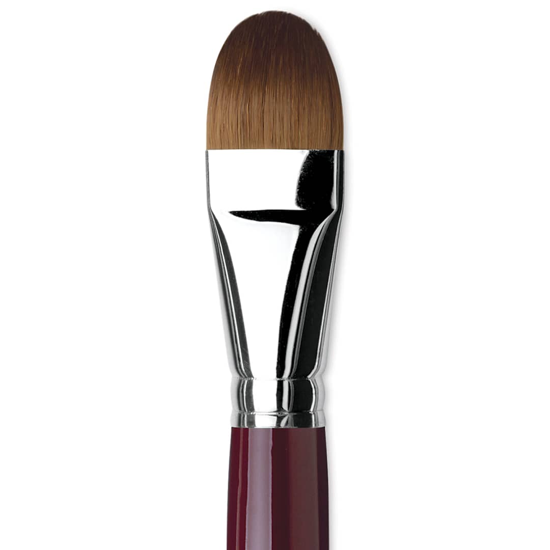Open in modal - Da Vinci Kolinsky Red Oil Sable Brush - Filbert, Long Handle, Size 28 close up