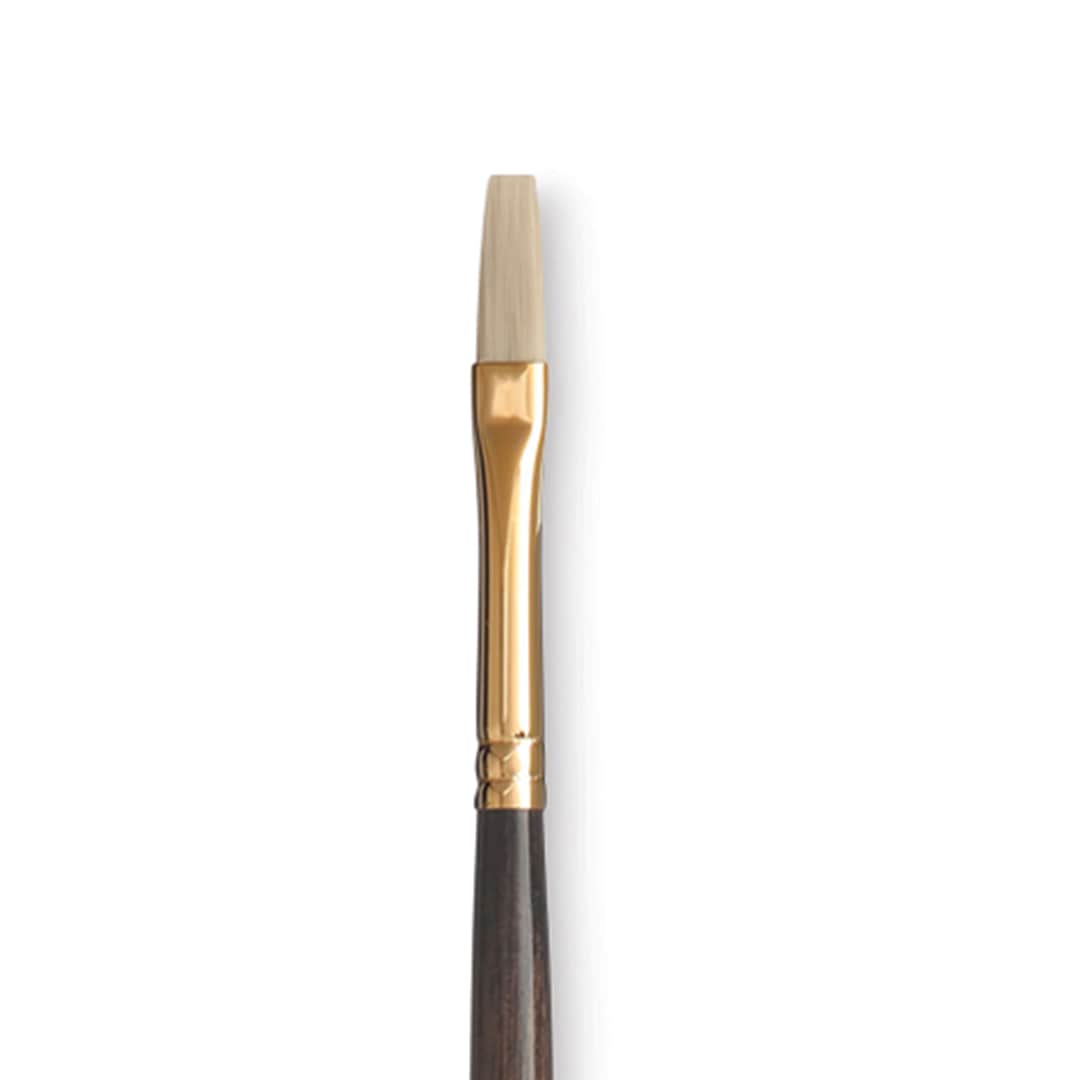Open in modal - Princeton Series 6300 Dakota Synthetic Bristle Brush - Flat, Long Handle, Size 2 close up