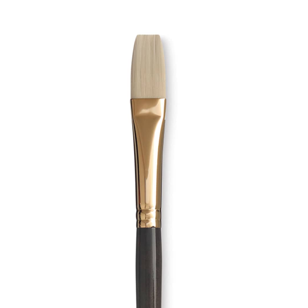 Open in modal - Princeton Series 6300 Dakota Synthetic Bristle Brush - Flat, Long Handle, Size 8 close up