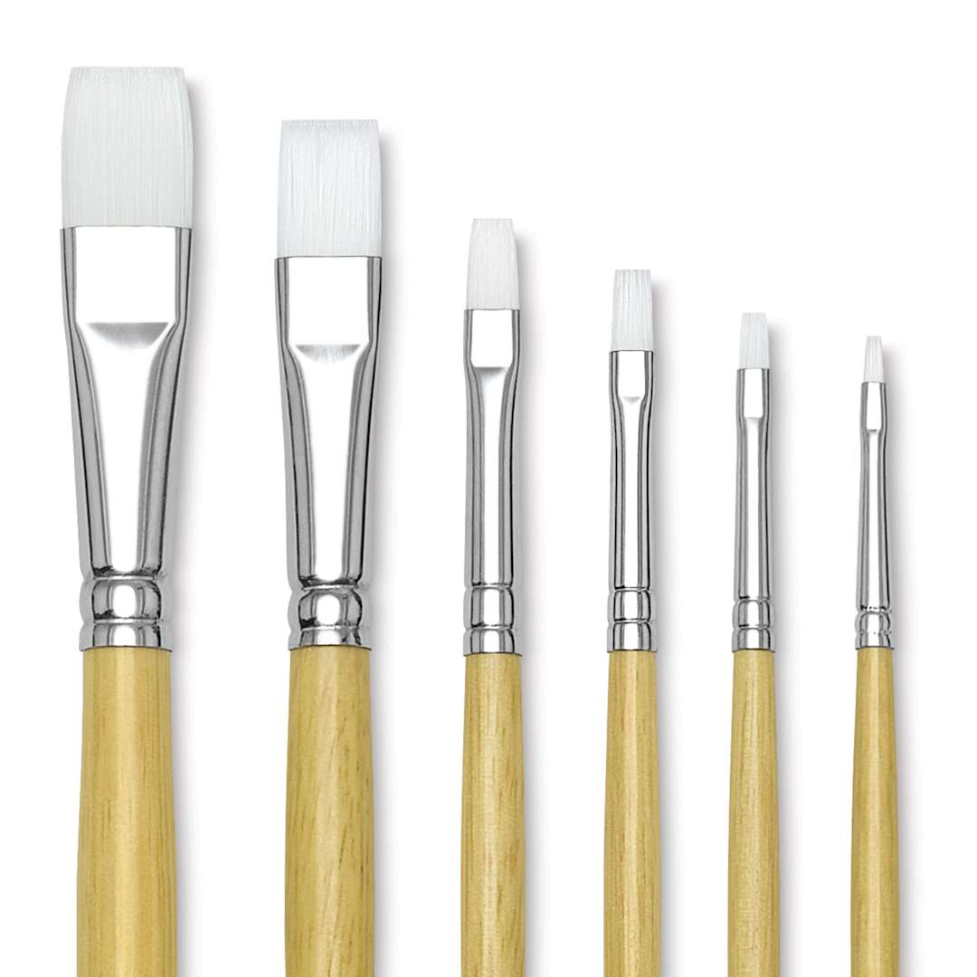 Open in modal - Blick Academic White Synthetic Brush Set - Bright, Set of 6, close-up