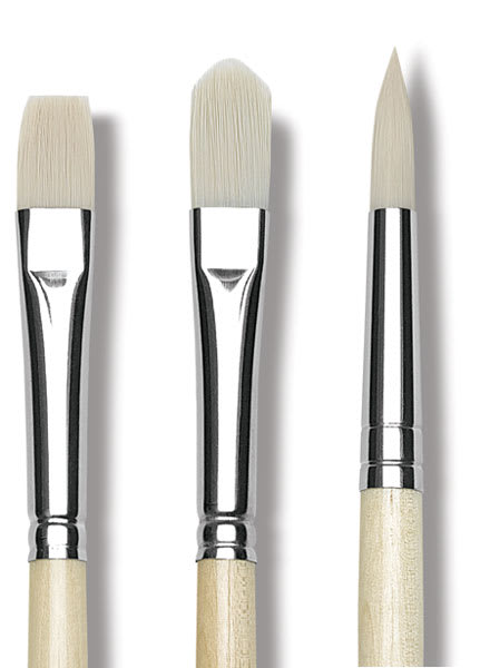 Open in modal - Da Vinci Top Acryl Synthetic Brushes- Closeup of Set of 3 Long Handle Brushes shown