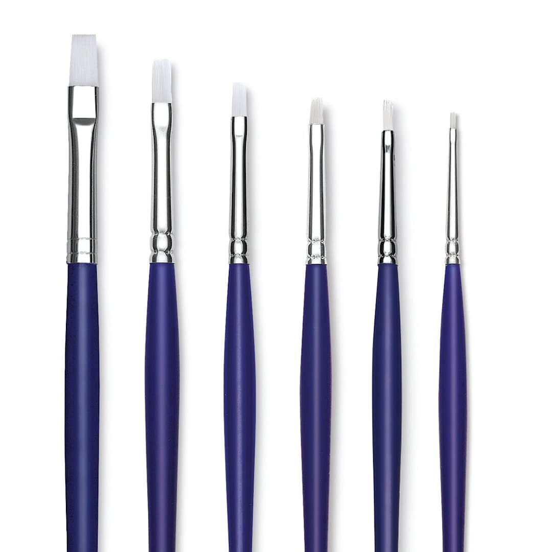 Open in modal - Blick Scholastic Wonder White Brush Set - Bright, Long Handle, Set of 6 close up