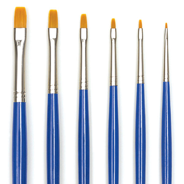 Open in modal - Blick Scholastic Golden Taklon Brush Set - Bright, Long Handle, Set of 6