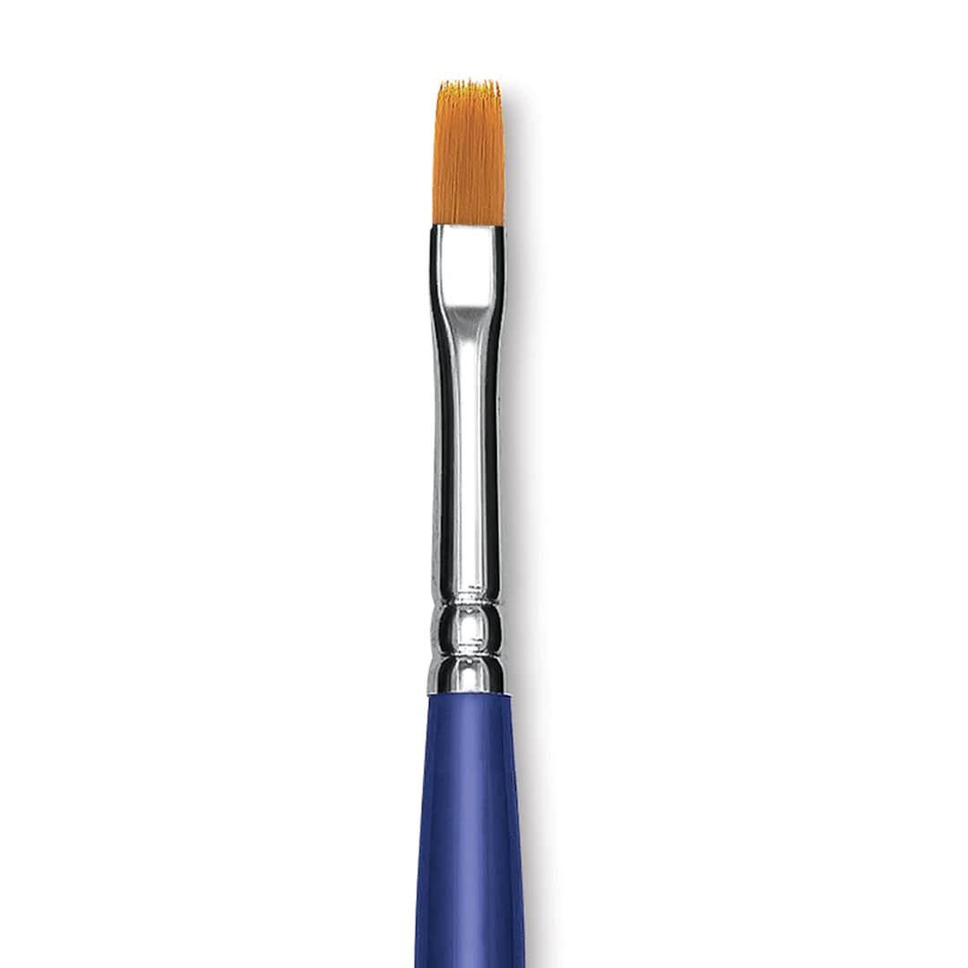 Open in modal - Blick Scholastic Golden Taklon Brush - Bright, Long Handle, Size 6 close up