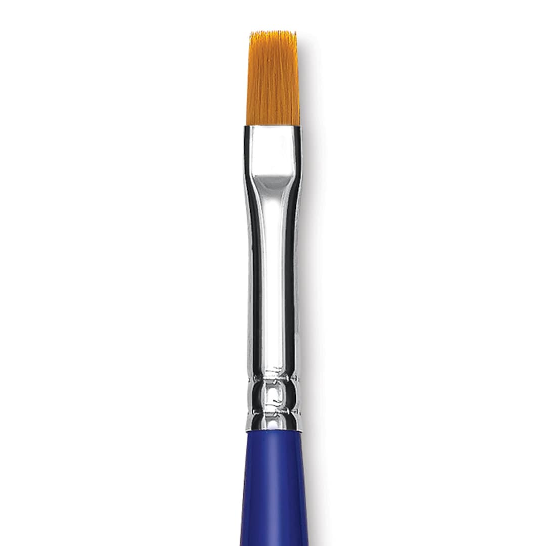 Open in modal - Blick Scholastic Golden Taklon Brush - Bright, Long Handle, Size 8 close up