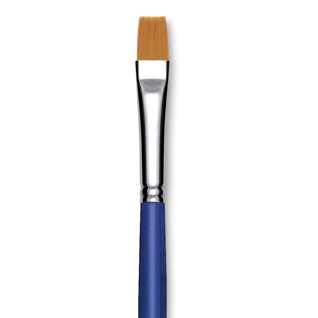 Open in modal - Blick Scholastic Golden Taklon Brush - Bright, Long Handle, Size 10 close up