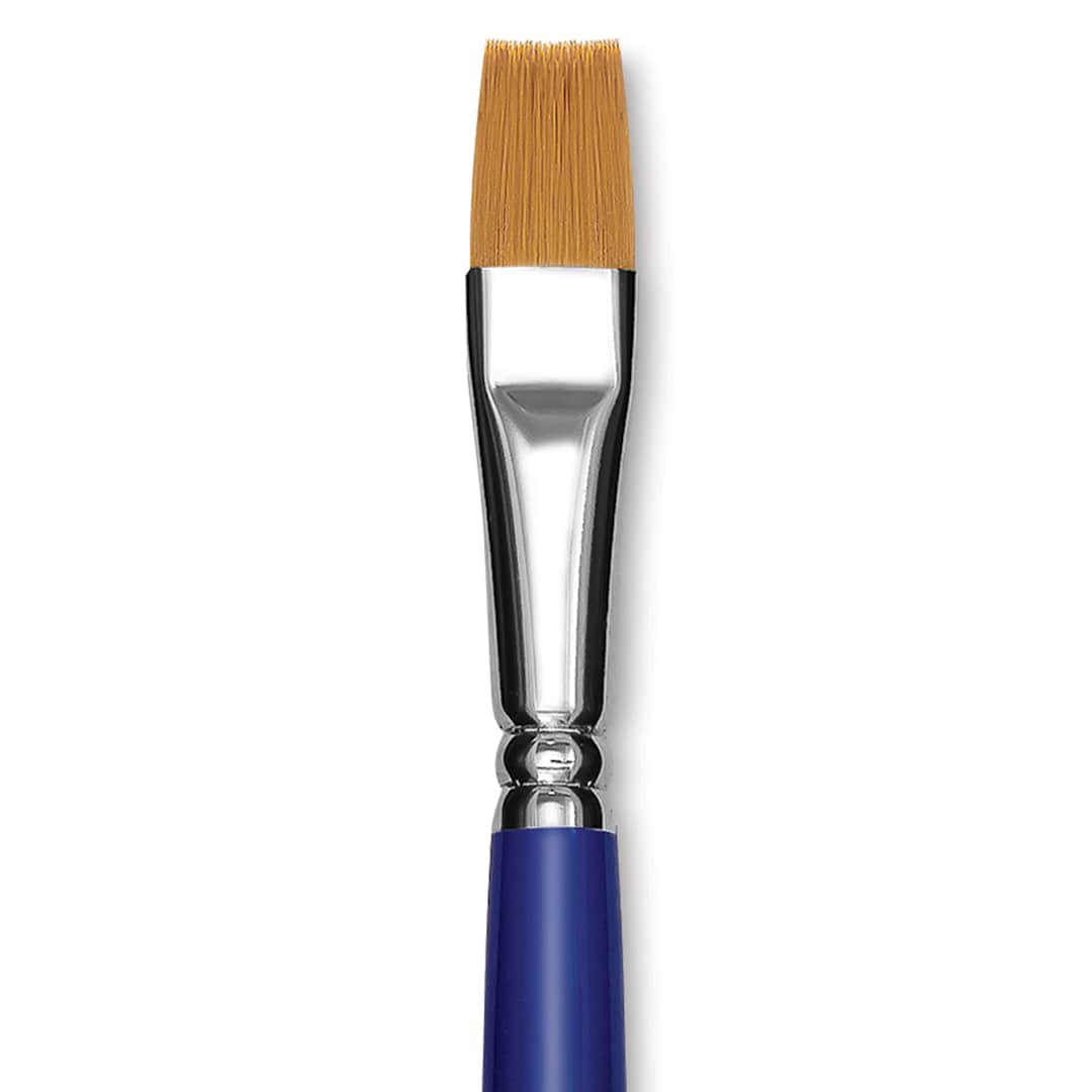 Open in modal - Blick Scholastic Golden Taklon Brush - Bright, Long Handle, Size 12 close up