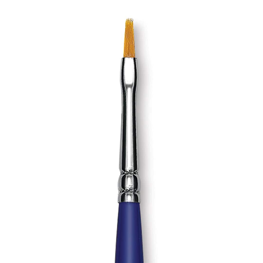 Open in modal - Blick Scholastic Golden Taklon Brush - Flat, Long Handle, Size 1 close up