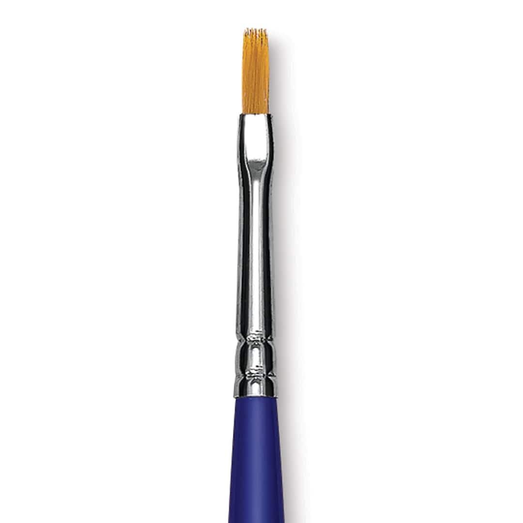 Open in modal - Blick Scholastic Golden Taklon Brush - Flat, Long Handle, Size 2 close up