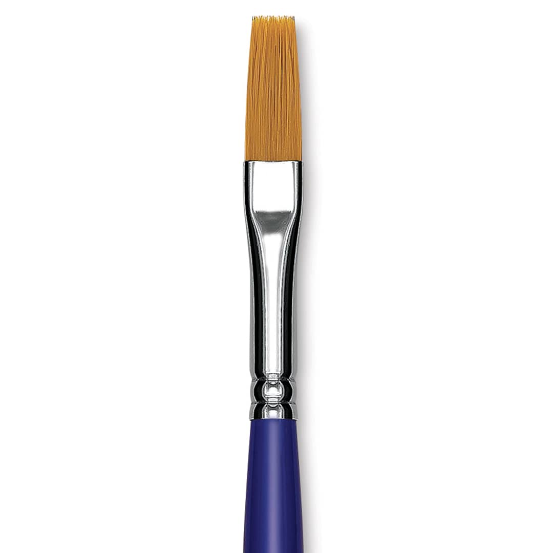 Open in modal - Blick Scholastic Golden Taklon Brush - Flat, Long Handle, Size 10 close up