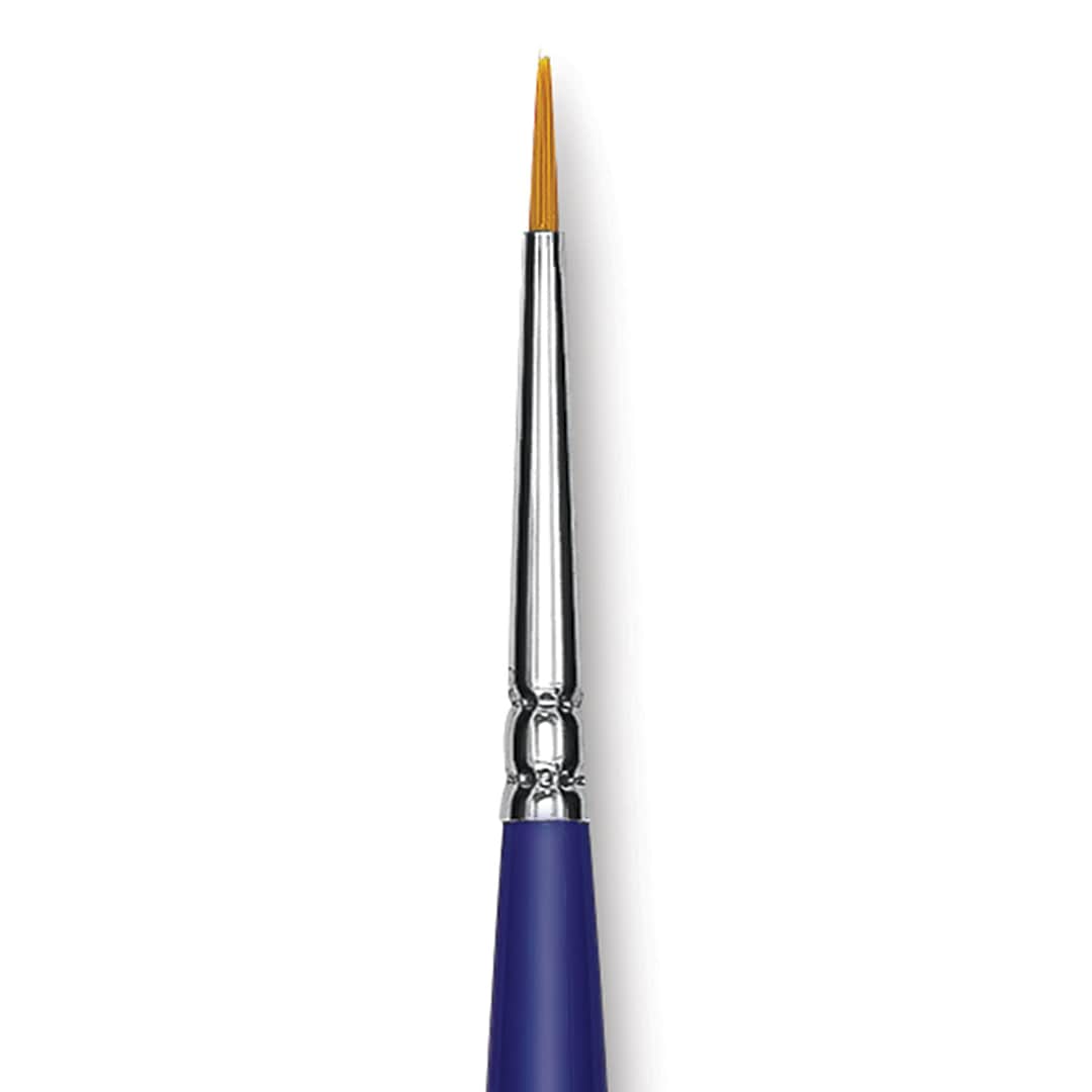 Open in modal - Blick Scholastic Golden Taklon Brush - Round, Long Handle, Size 0 close up
