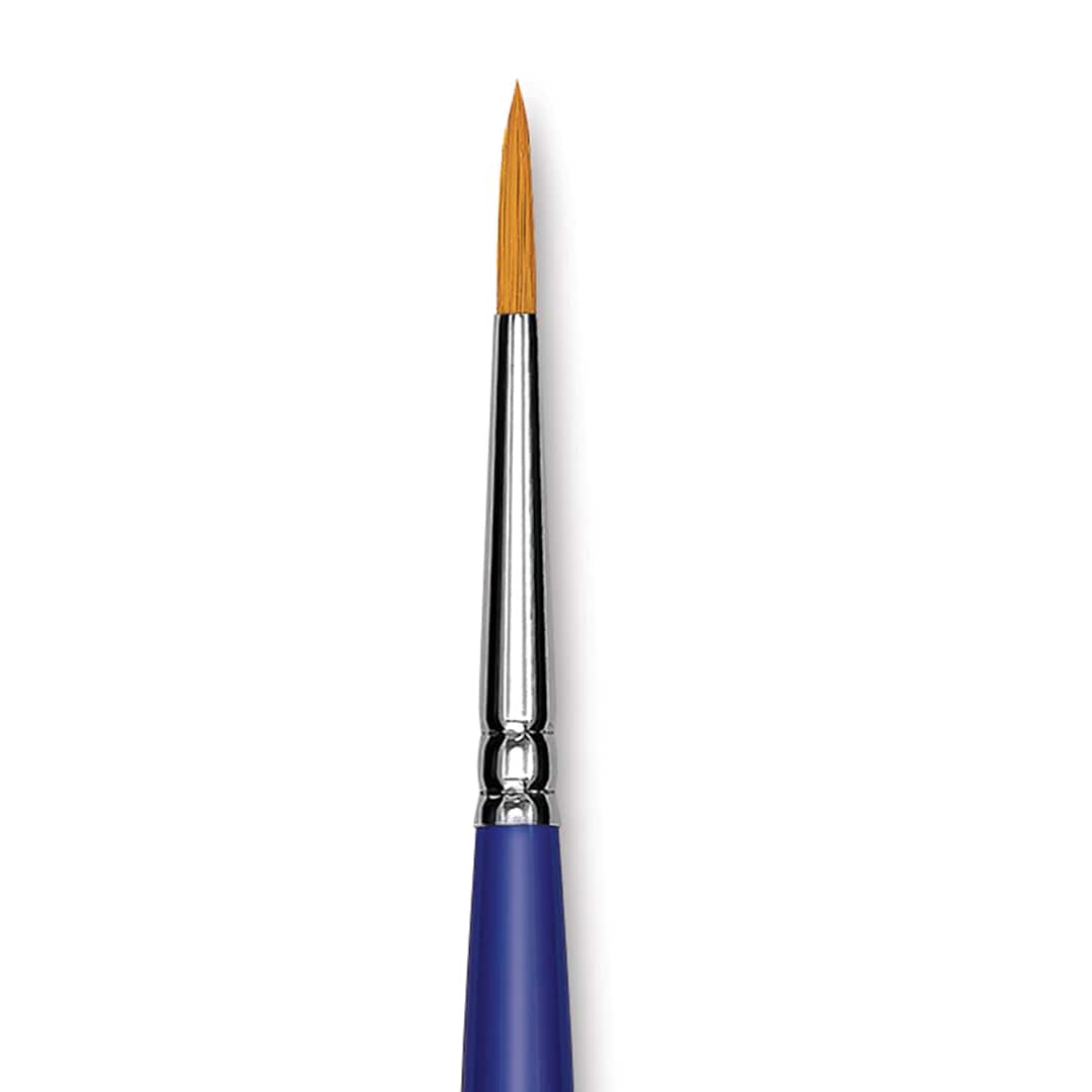 Open in modal - Blick Scholastic Golden Taklon Brush - Round, Long Handle, Size 4 close up