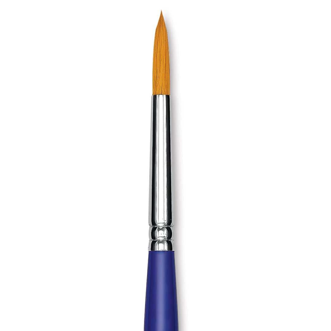 Open in modal - Blick Scholastic Golden Taklon Brush - Round, Long Handle, Size 8 close up