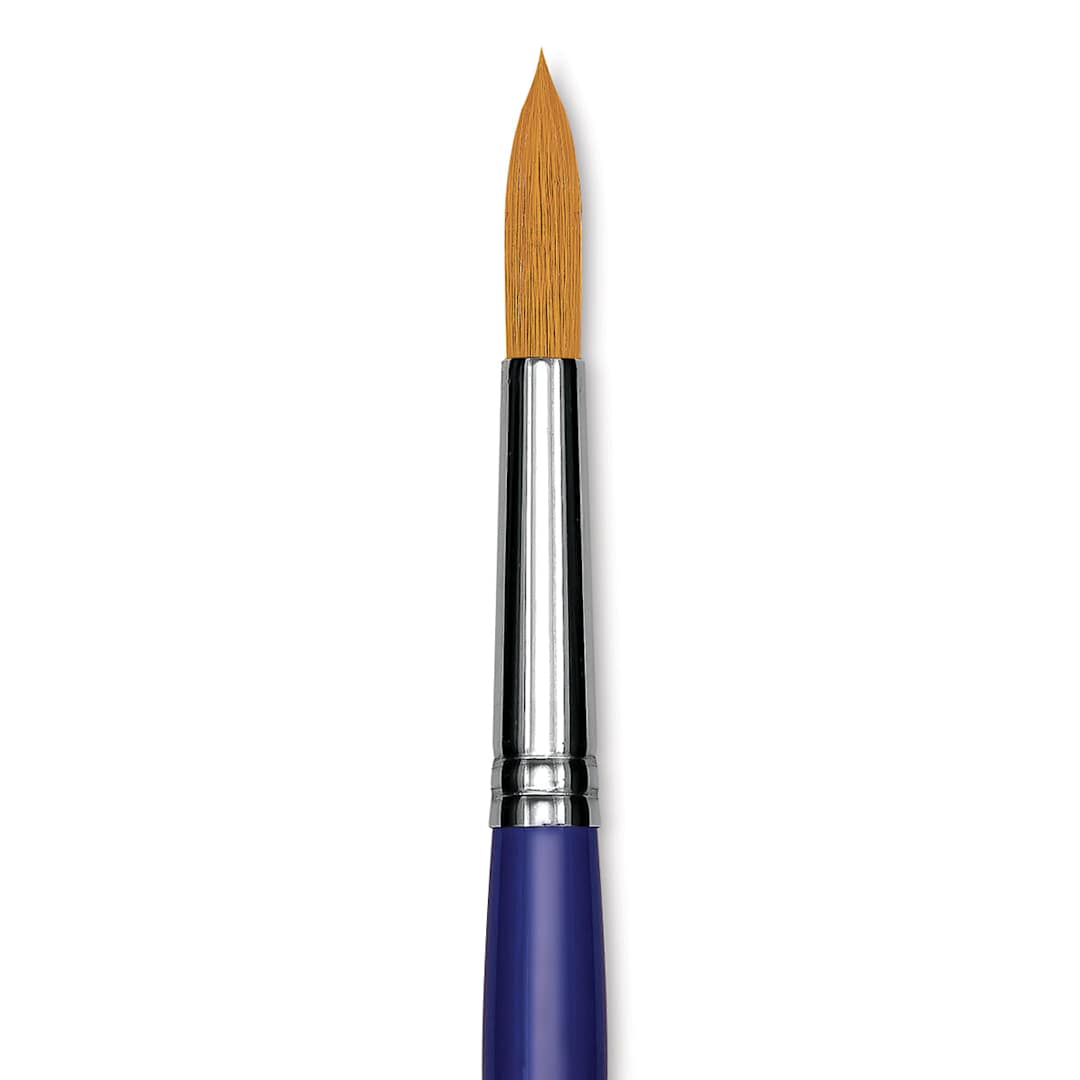 Open in modal - Blick Scholastic Golden Taklon Brush - Round, Long Handle, Size 14 close up